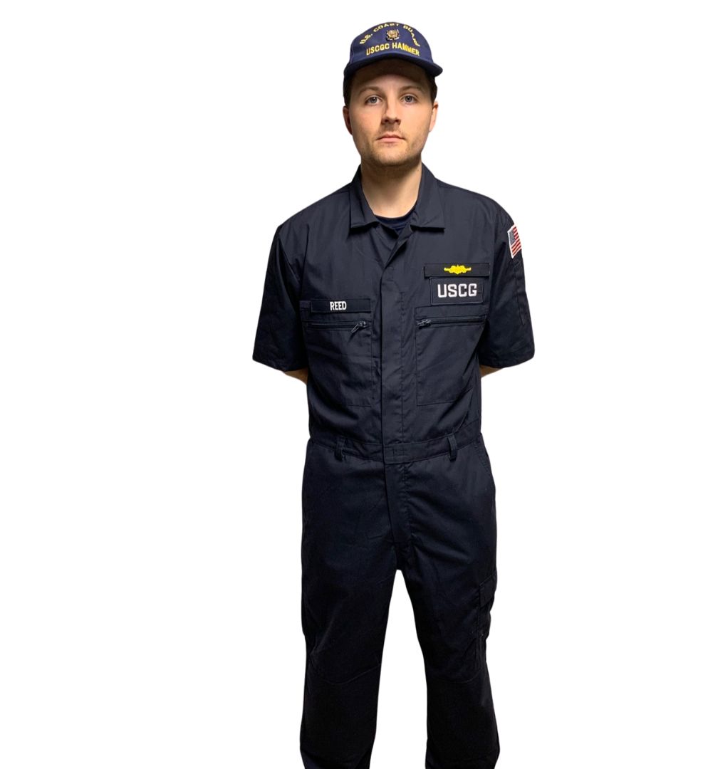 65/35 Blended USCG Short Sleeve Navy Blue (Lightweight) Coverall | Linen  Supplier